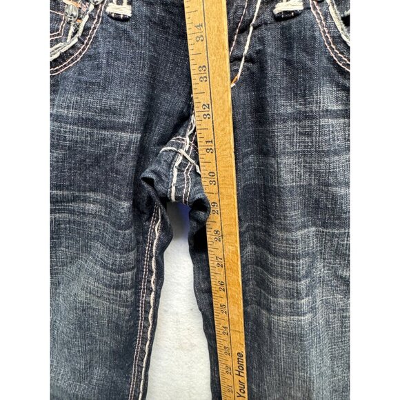 Laguna Beach Jean Co. Fleur De Lis Button Distressed Dark Wash Denim Jeans 27 - Picture 10 of 14